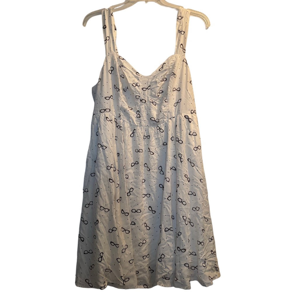 Women’s Torrid Mini Challis Eyeglass & Polka Dot Print Skater Dress Sz 1 NWT
